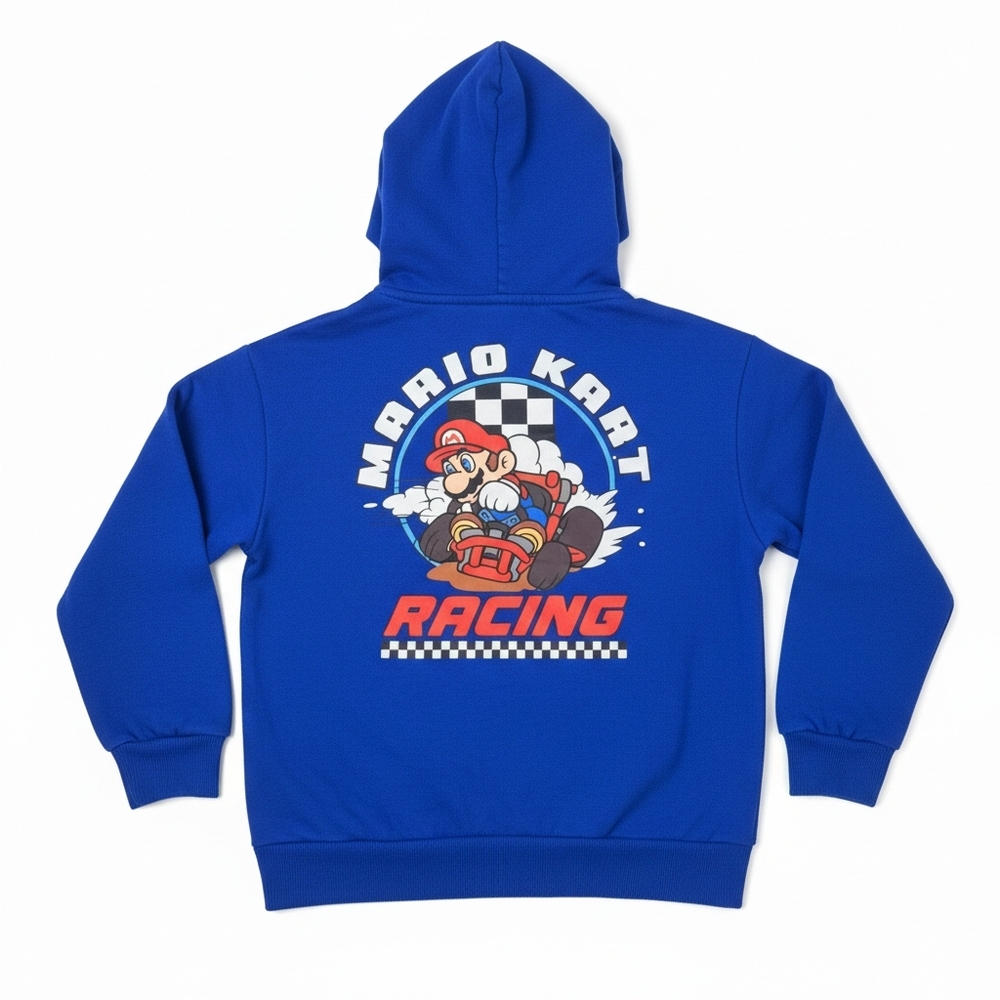 Mariokart Racing Blue Pullover Hoodie Mario Boys Size Small 8